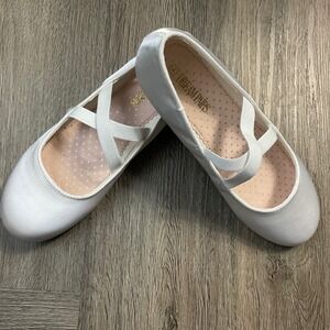 Dream Pairs‎ Satin Ballet Flats Girls 4 White Criss Cross Strap Shoes Pageant